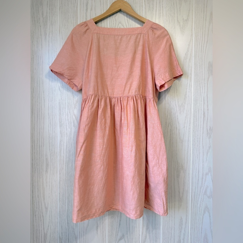 Madewell Peach Linen-Blend Allie Mini Dress - Size L - Picture 4 of 6
